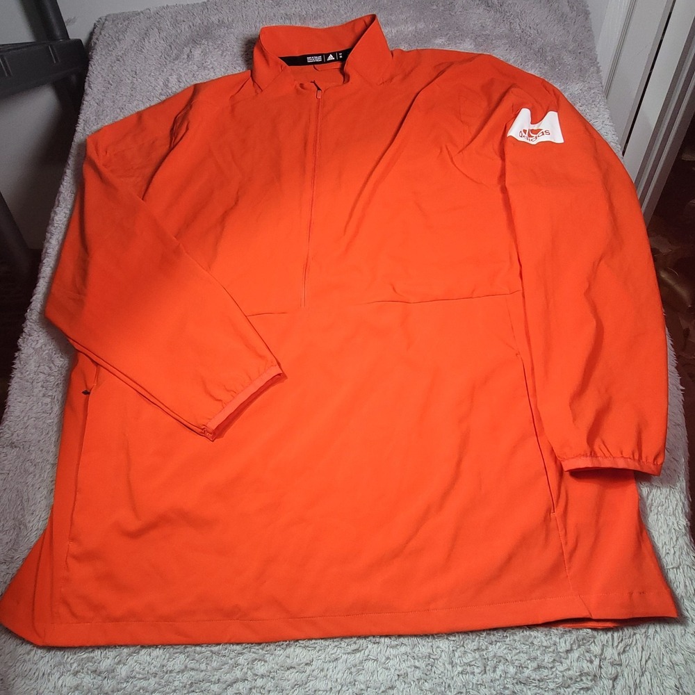 Adidas Men's Climalite Athletic Jacket Shirt Size 2XL Zip Long Sleeve Orange